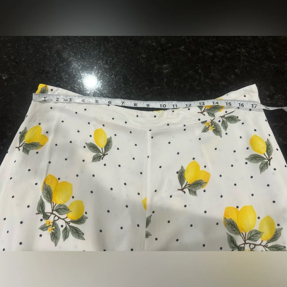 Forever21 Wide Leg Cropped Palazzo Pants Limoncello Fruit Citrus Pants Sz 1x - Picture 6 of 8